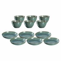 TELLERSET Matera grün 12er Set - Grün, Keramik (2/2/2cm) - Leonardo Living