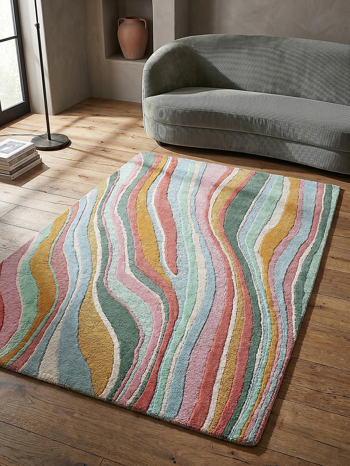 WOLLTEPPICH DERWENT, abstrakt, Grün-Bunt, 160 x 230 cm - Multicolor, Textil (230/160cm) - KADIMA DESIGN