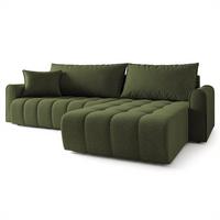 ECKSOFA FRIGA Olivgrün Strukturstoff mit Schlaffunktion - Olivgrün, Holz (283/185cm) - MASSENO