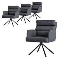 ESSZIMMERSTUHL 4er Set drehbar Anthrazit Stoffbezug - Anthrazit/Schwarz, Textil/Metall (64.5/93/64cm) - ML-DESIGN