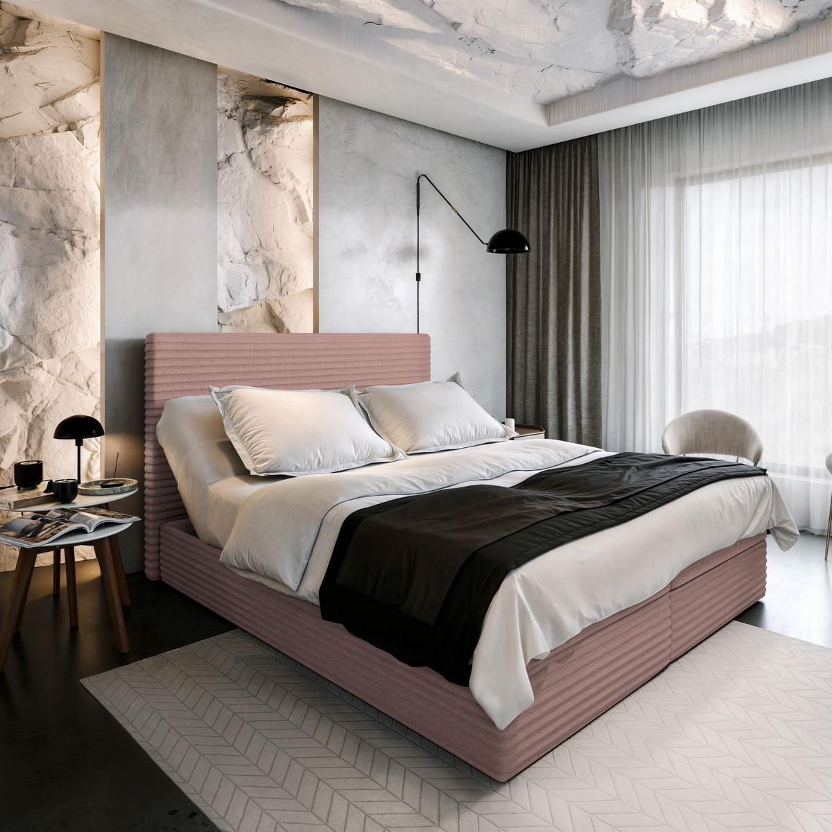 BOXBETT MILARA 160x200 cm mit Matratze und Topper - Rosa - Rosa, Holz (160/200cm) - MASSENO