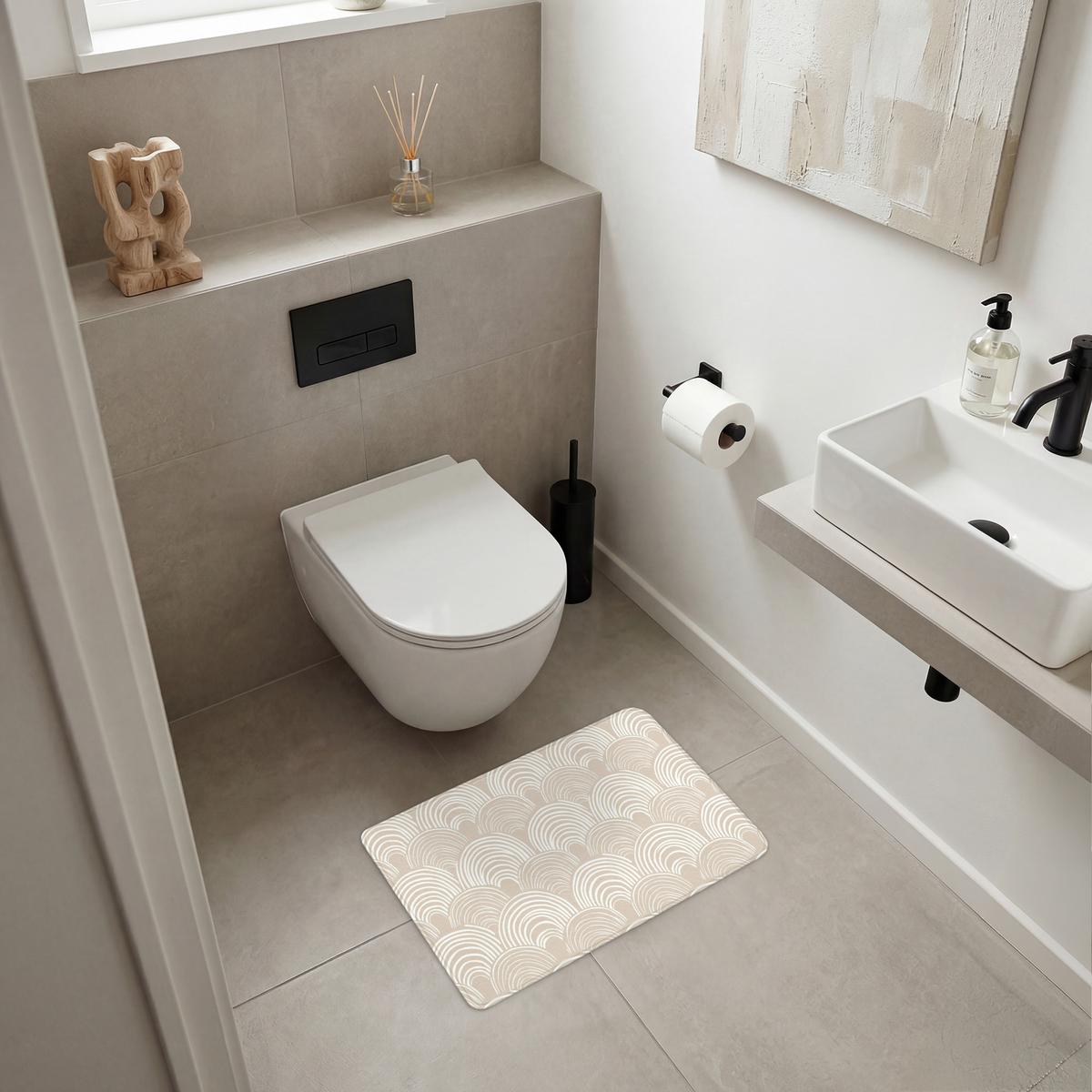 BADEMATTE Wellen - Textur - Beige 60x40 cm - Kaschmir, Textil (60/40cm) - OnlyWow