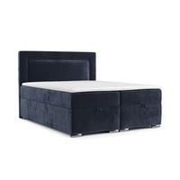 BOXBETT Lontano 140/200 cm Marineblau im Lotta Stoff - Chromfarben/Dunkelblau, Holz/Holzwerkstoff (140/200cm) - AltaBeds