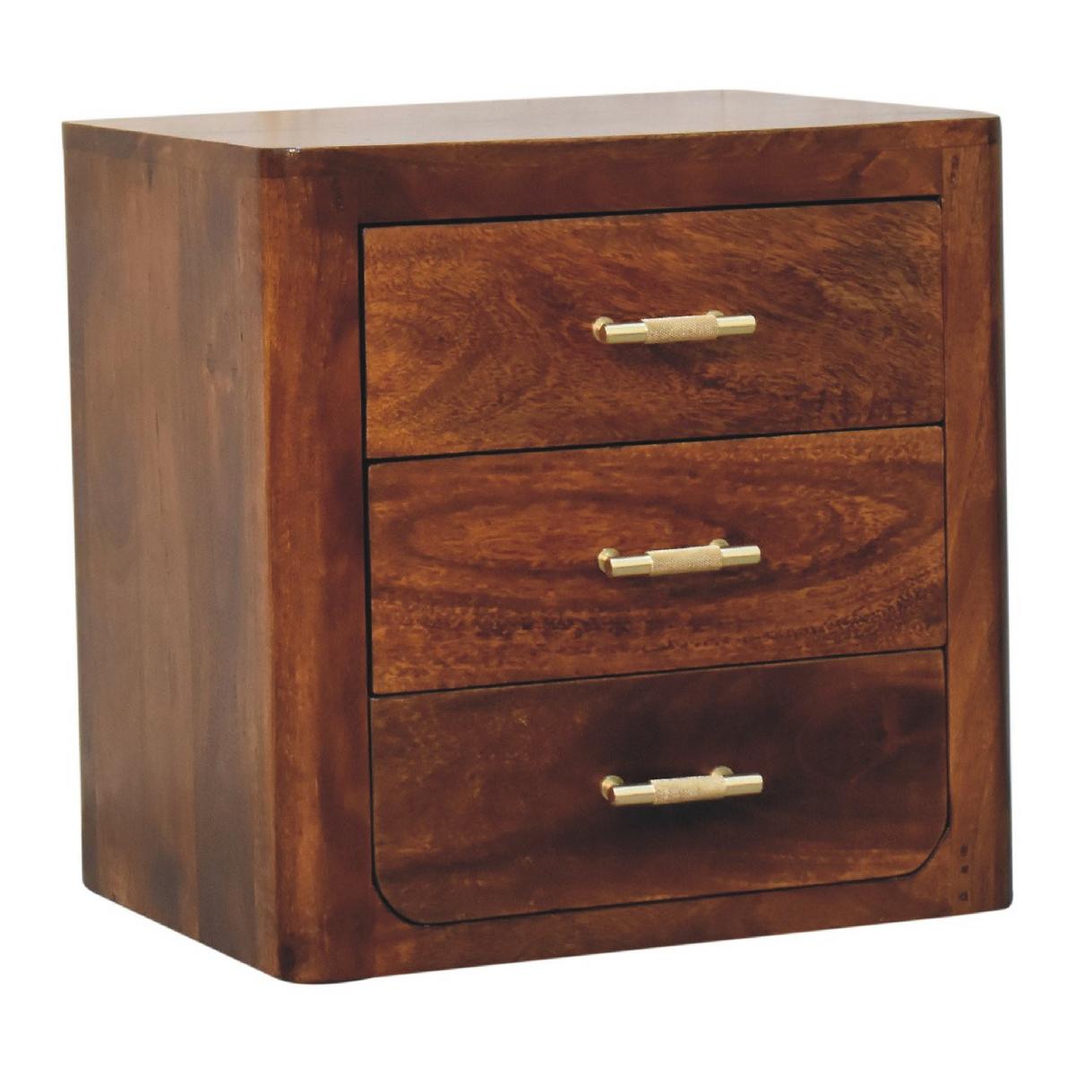 NACHTTISCH Kastanien-Finish, 3 Schubladen, Braun - Braun, Holz (35/45/45cm) - Artisan Furniture