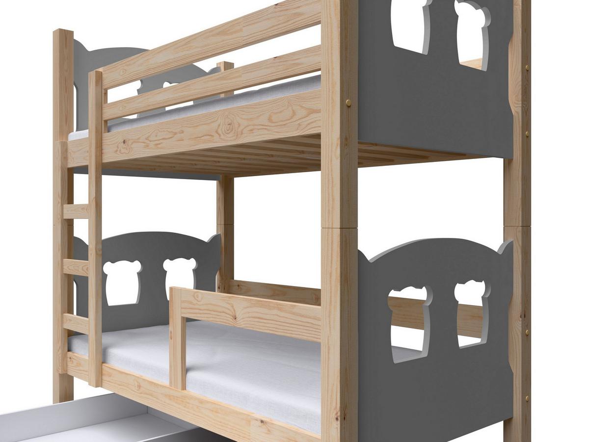 ETAGENBETT LEONE mit Bettkasten 80x180 cm Kieferfarben - Kieferfarben/Grau, Holz (80/180cm) - MASSENO