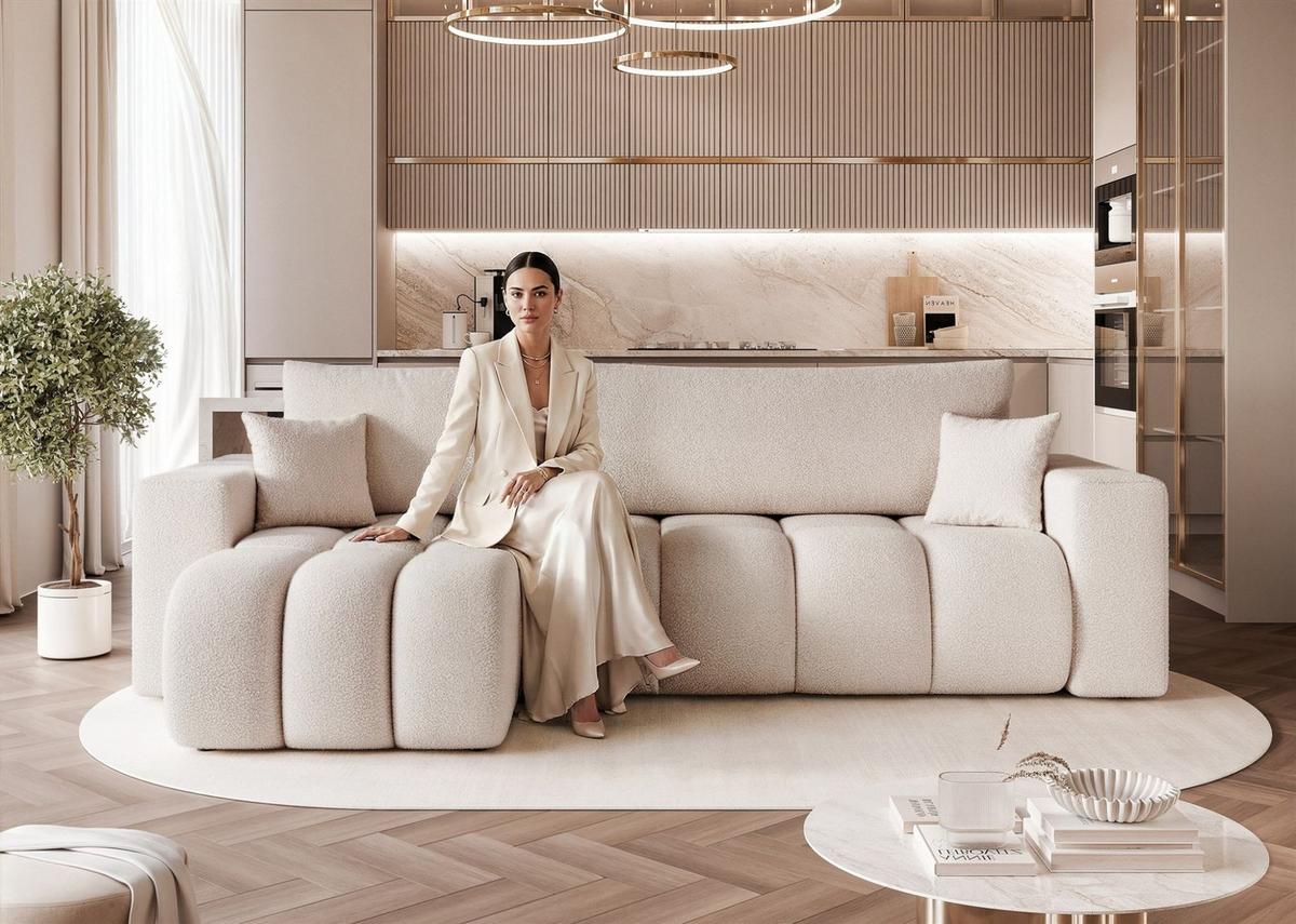 ECKSOFA Anabel Mit Schlaffunktion - Creme, Holzwerkstoff/Textil (248/145cm) - Fun Möbel