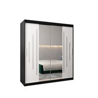 SCHWEBETÜRENSCHRANK 200/180/62 2-türig - Silberfarben/Schwarz, Holz/Kunststoff (180/200/62cm) - Abiks Möbel
