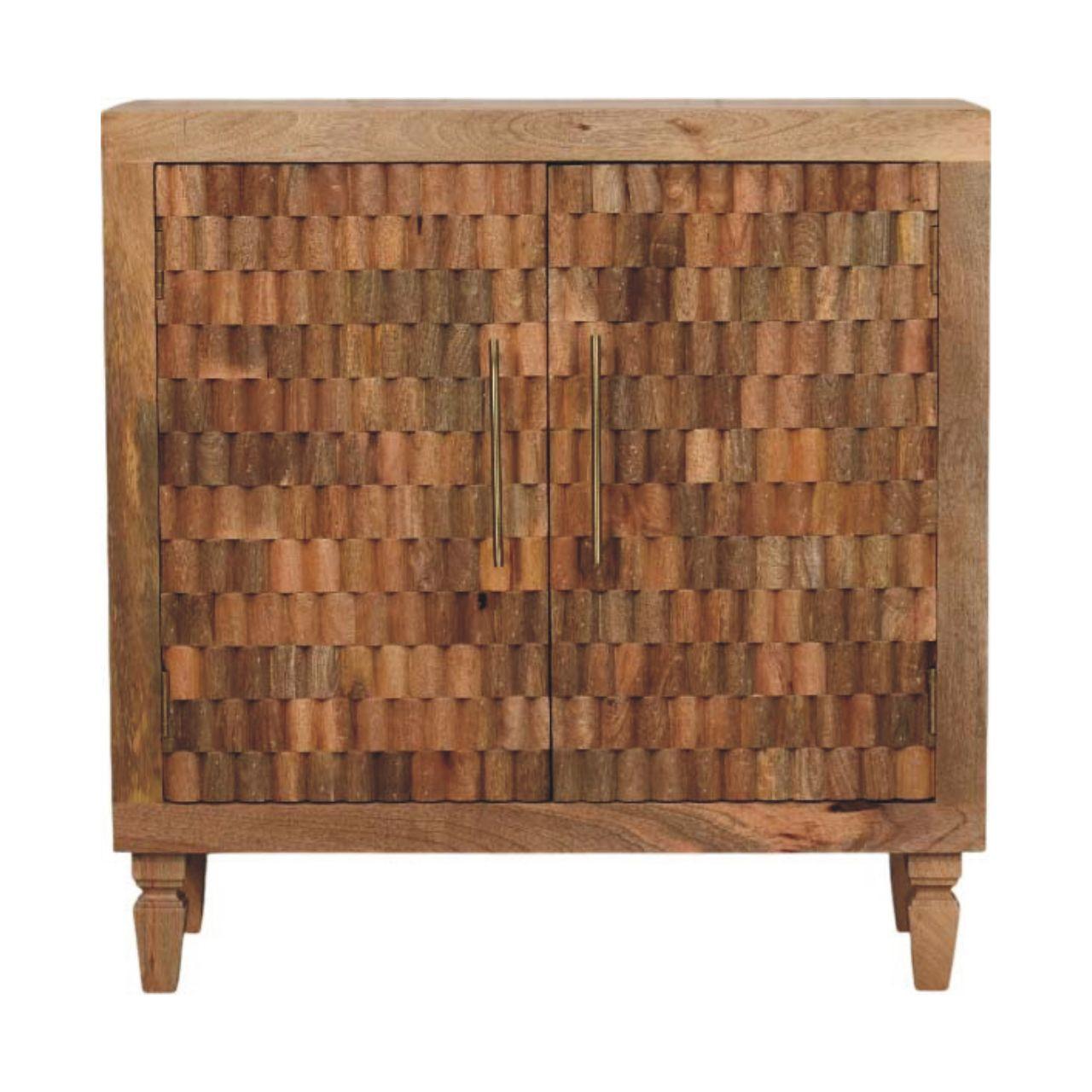 SCHRANK Marbella, 2 Türen und 2 Regale, Hellbraun - Beige/Messingfarben, Holz/Metall (85/86/35cm) - Artisan Furniture