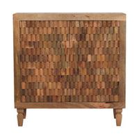 SCHRANK Marbella, 2 Türen und 2 Regale, Hellbraun - Beige/Messingfarben, Holz/Metall (85/86/35cm) - Artisan Furniture