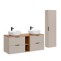 BADMÖBEL 140.8cm Adriel 2er-Set Kaschmir und Holz - Beige, Holzwerkstoff (140.8/59/46cm) - Petits-meubles