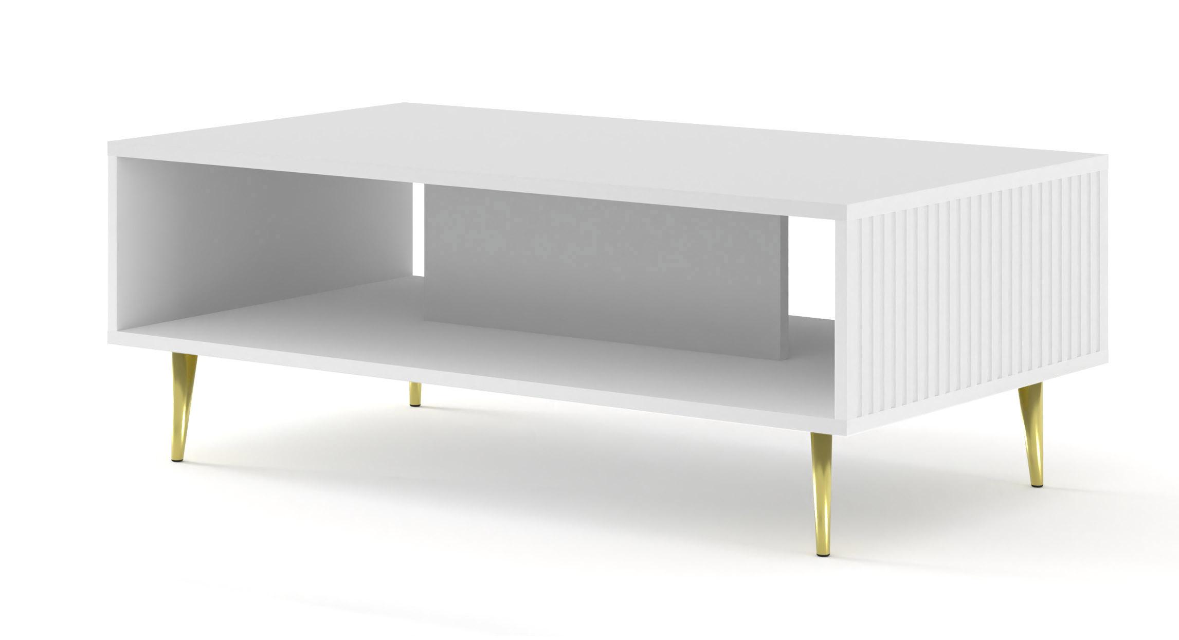 COUCHTISCH Weiß, Weiß, Gold 90/43/60 - Weiß, Holzwerkstoff (60/90/43cm) - RAUMHIRSCH FURNITURE