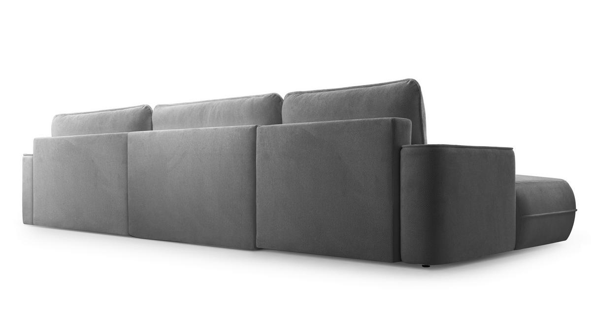 WOHNLANDSCHAFT Peoni Hellgrau 364/168/87 cm mit Schlaffunktion - Hellgrau/Schwarz, Kunststoff/Textil (364/87/168cm) - AX Living