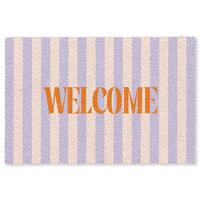 FUSSMATTE Lila – Orange – Streifen – Willkommen 180x120 cm - Flieder, Kunststoff (180/0.4cm) - MuchoWow
