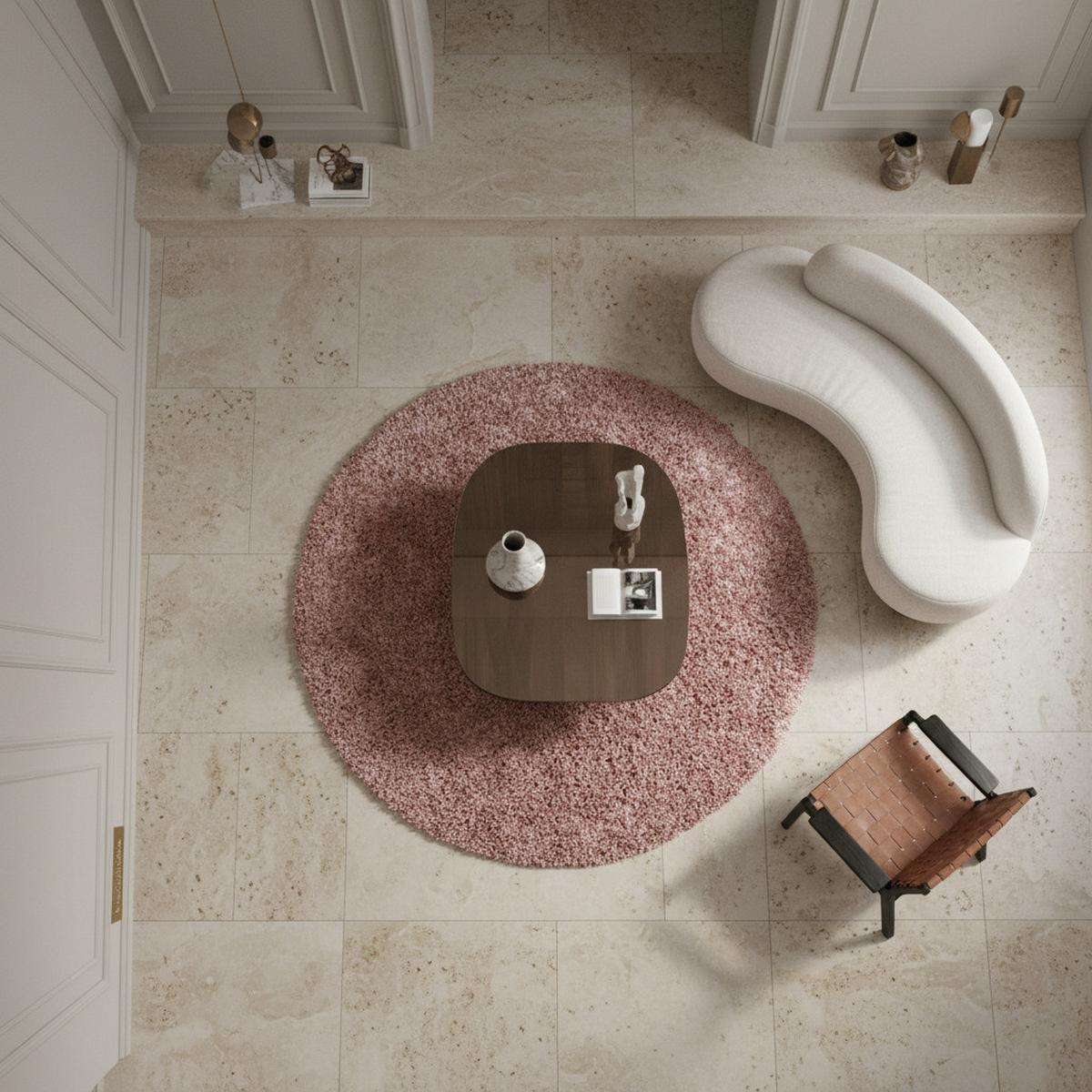 TEPPICH Hochflor SPREE in Rosa, einfarbig, Ø 200 cm - Rosa, Textil (200/200cm) - KADIMA DESIGN