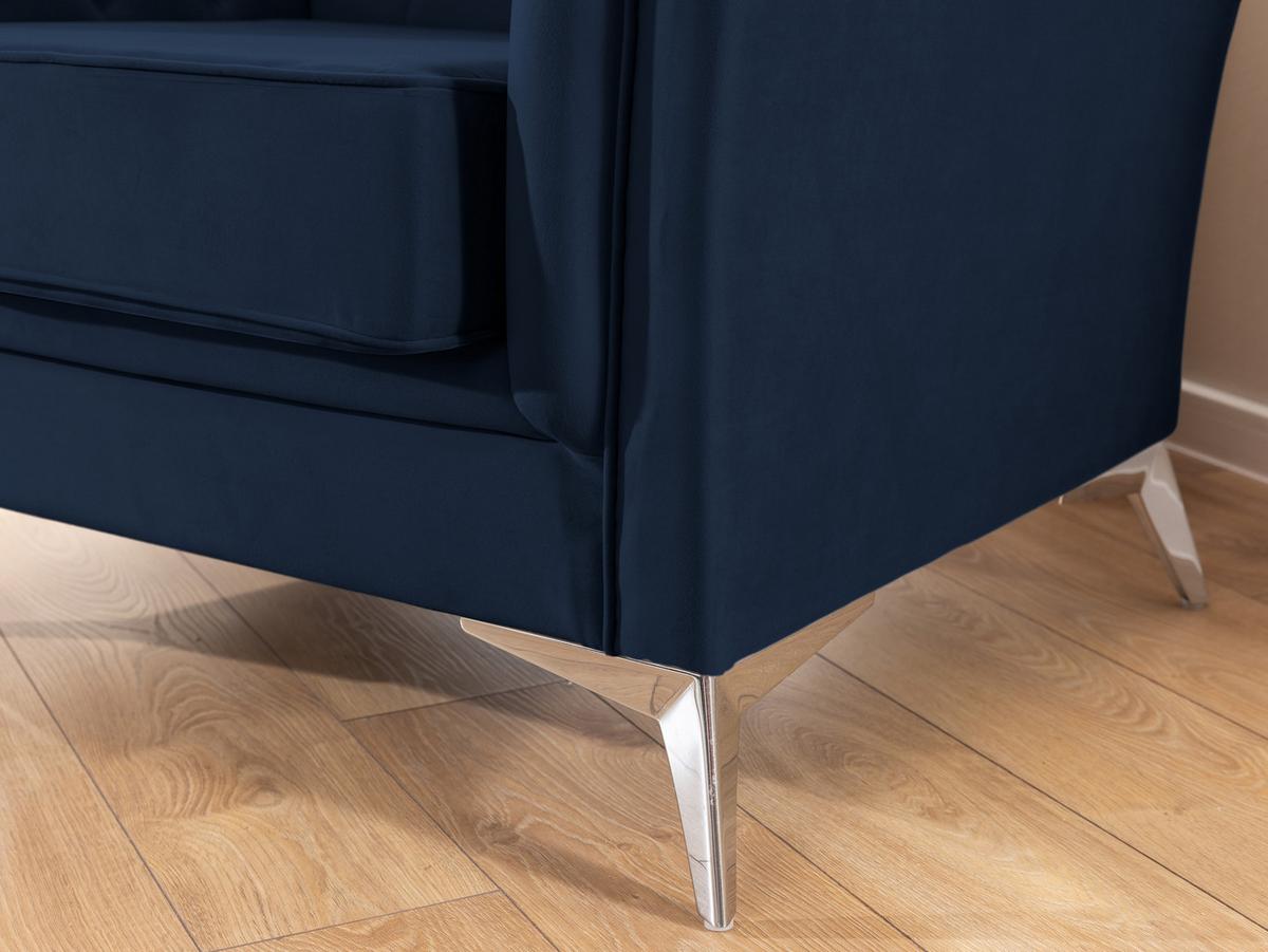 CHESTERFIELD-SESSEL Whitby Marineblau Samt mit silbernen Füßen - Silberfarben/Dunkelblau, Holz/Textil (116/78/82cm) - S-Style Möbel