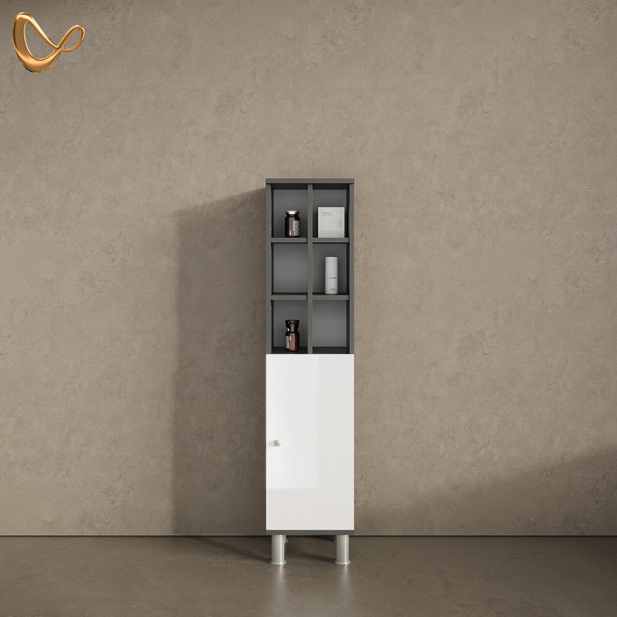 MIDISCHRANK Fucino Weiß Hochglanz 30 x 130.6 cm große Tür - Weiß Hochglanz, Holzwerkstoff (30/130.6/30cm) - Livinity®