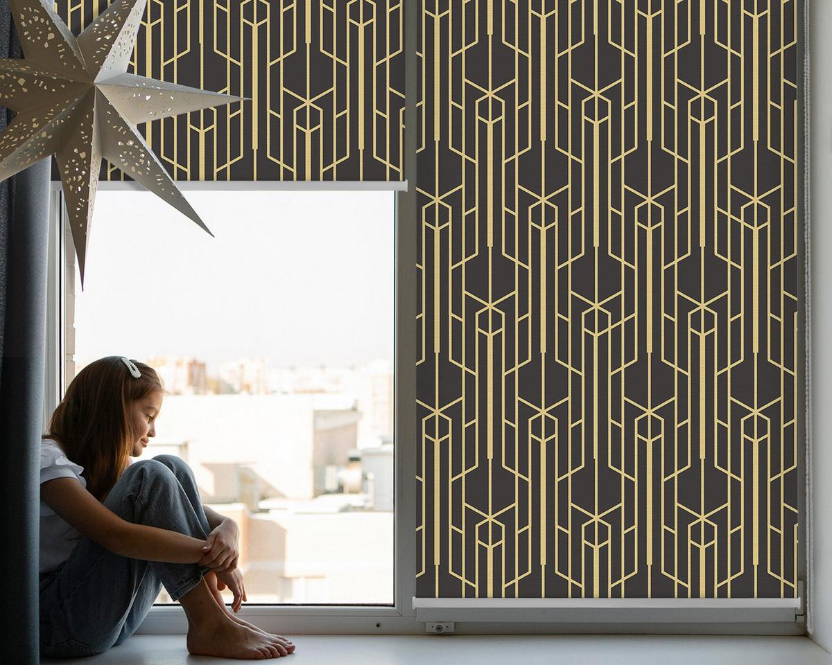 INNENROLLO - Fensterrollo - Rollo - 140x140 cm - Gelbes Muster - Gelb, Kunststoff (140/140/0.5cm) - TULUP