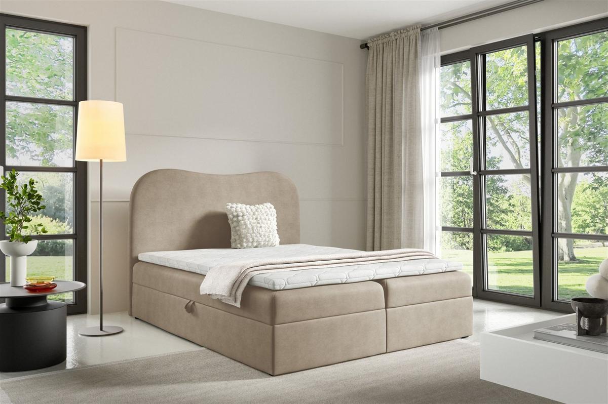 BOXBETT Darlin In überlänge - Braun, Holzwerkstoff/Textil (140/220cm) - Fun Möbel