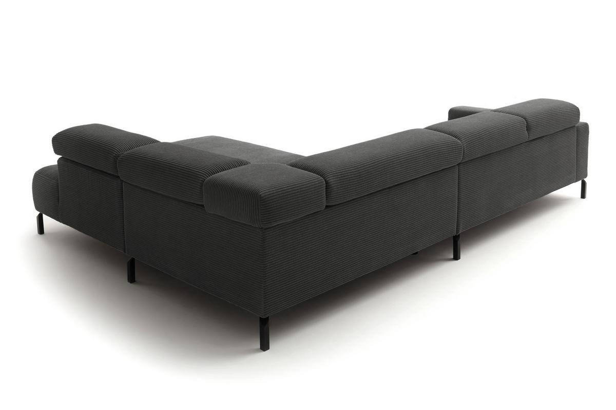 ECKSOFA DELIA Grau Cord - Schwarz/Grau, Textil/Metall (276/219cm) - KAWOLA
