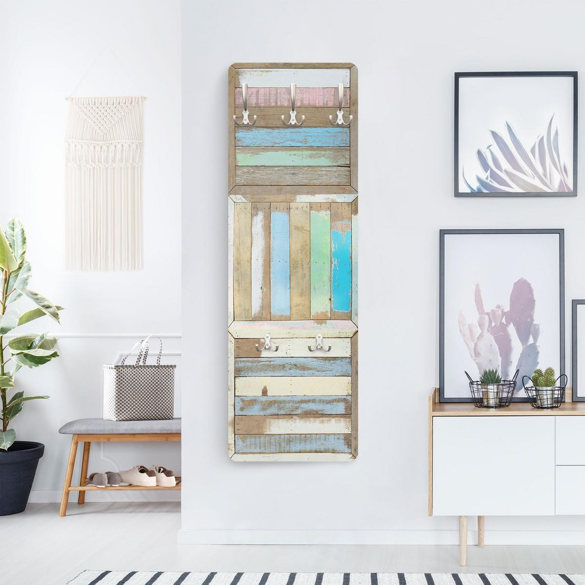 WANDGARDEROBE - Rustic Timber 34/105 cm - Blau, Holzwerkstoff (34/105/1.6cm) - Bilderwelten