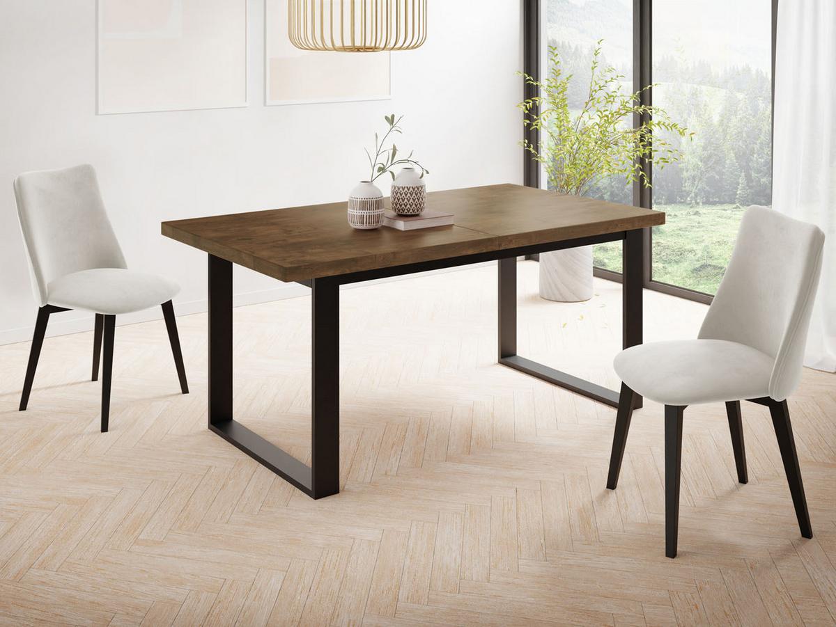ESSTISCH Valentino rechteckig ausziehbar, Lefkas Eiche 140/180/80/75 cm - Alteiche/Schwarz, Holzwerkstoff/Metall (80/180/75cm) - WFL GROUP