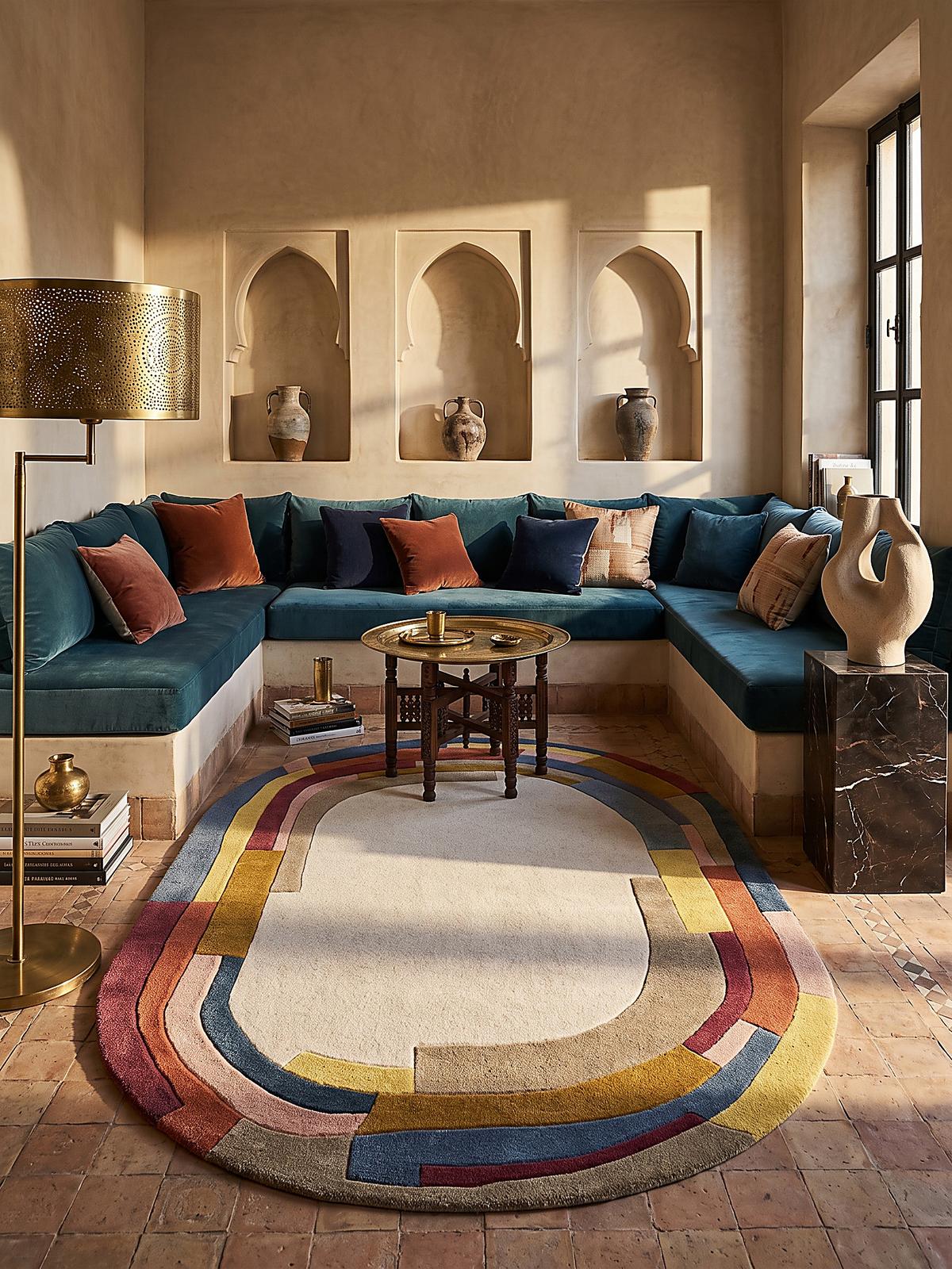 TEPPICH aus Wolle, handgetuftet, LUGAR, in Multi, Farbblock-Bordüre, 140 x 200 cm - Multicolor, Textil (140/200cm) - KADIMA DESIGN