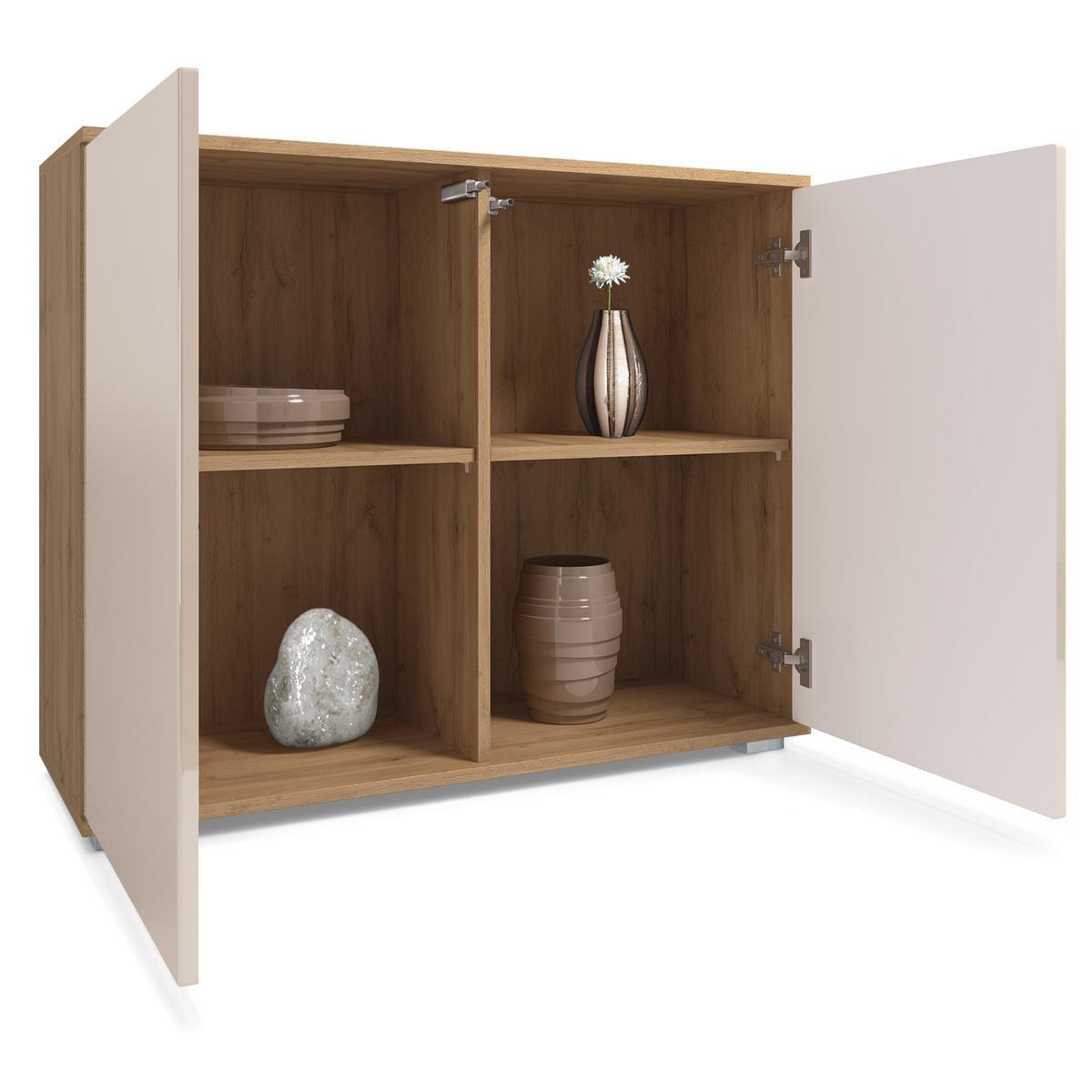 KOMMODE Skadu Bordeaux Hochglanz - Bordeaux, Holzwerkstoff (92.5/75.5/35cm) - Vladon