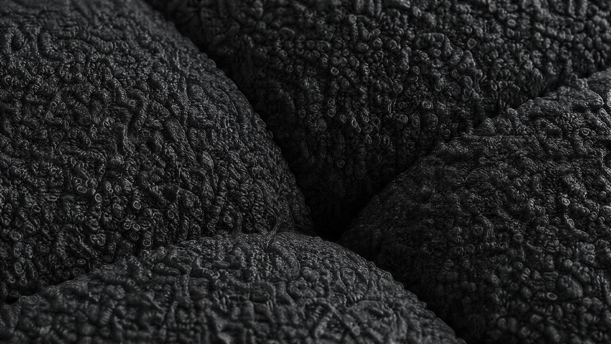 WOHNLANDSCHAFT OVIA U mit Bettkasten und Schlaffunktion, Bouclé-Stoff in U-Form - Schwarz, Textil (350/80/185cm)