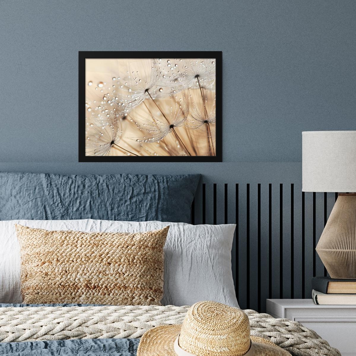 POSTER MIT RAHMENGERAHMTES BILD Löwenzahn - Abstrakt - Natur - Beige 40x30 cm - Braun, Papier (40/30cm) - MuchoWow