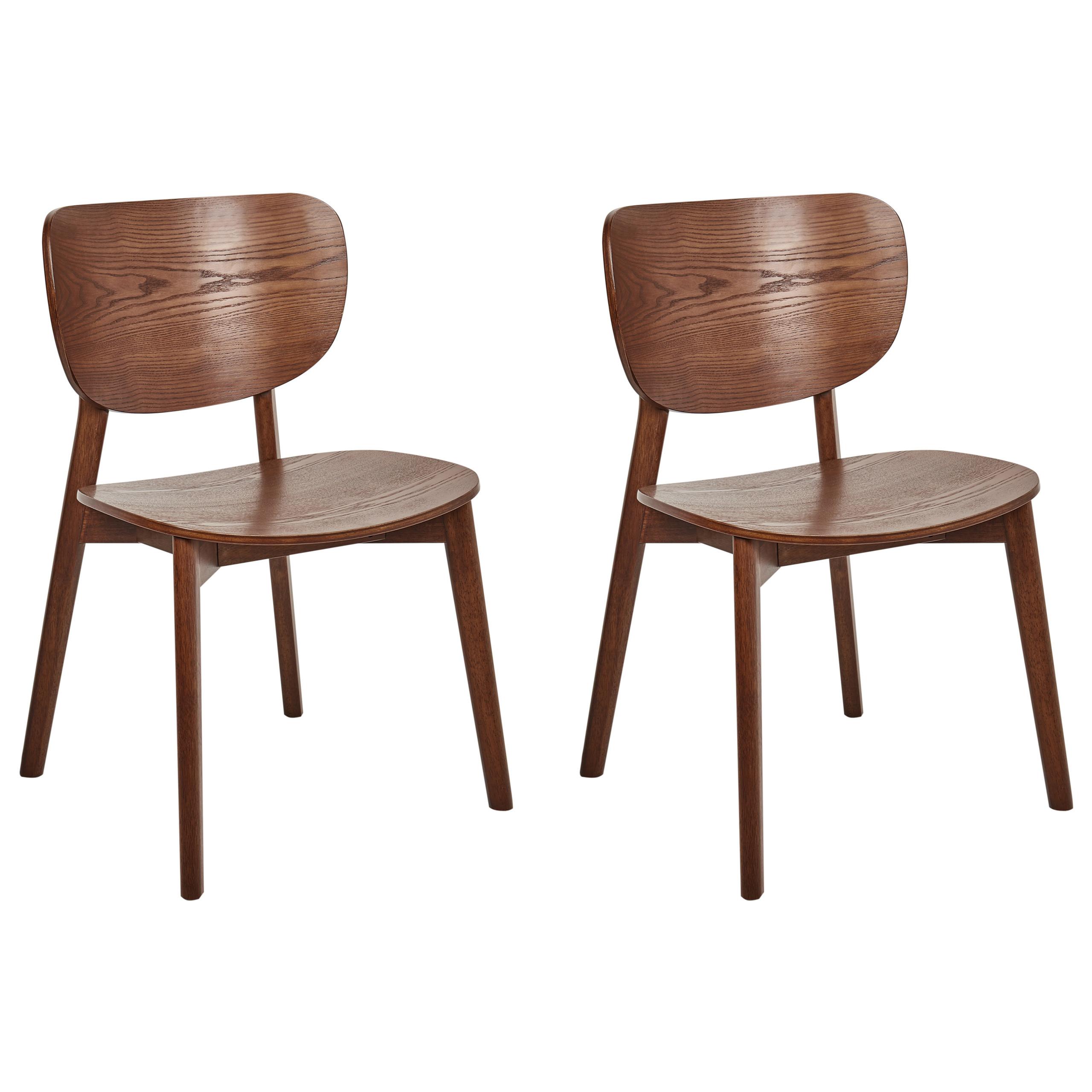 ESSZIMMERSTUHL 2er-Set Holz Dunkelbraun Overly - Dunkelbraun, Holz (49/80/47cm) - Beliani