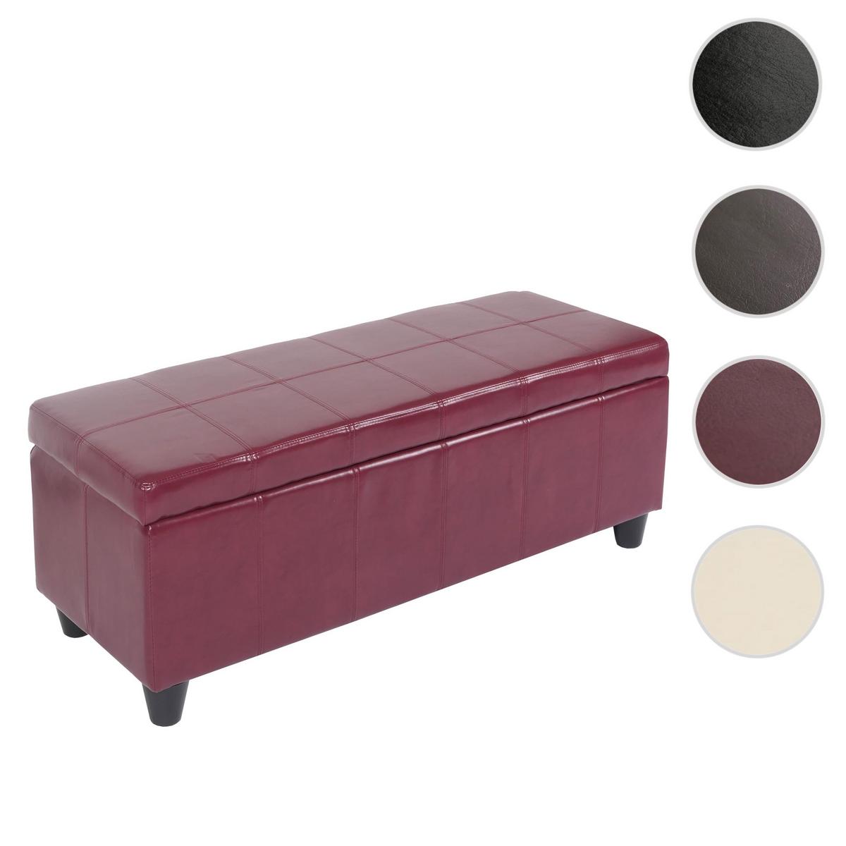 SITZBANK MIT AUFBEWAHRUNG Rot - Rot/Braun, Leder (112/45/45cm) - MCW