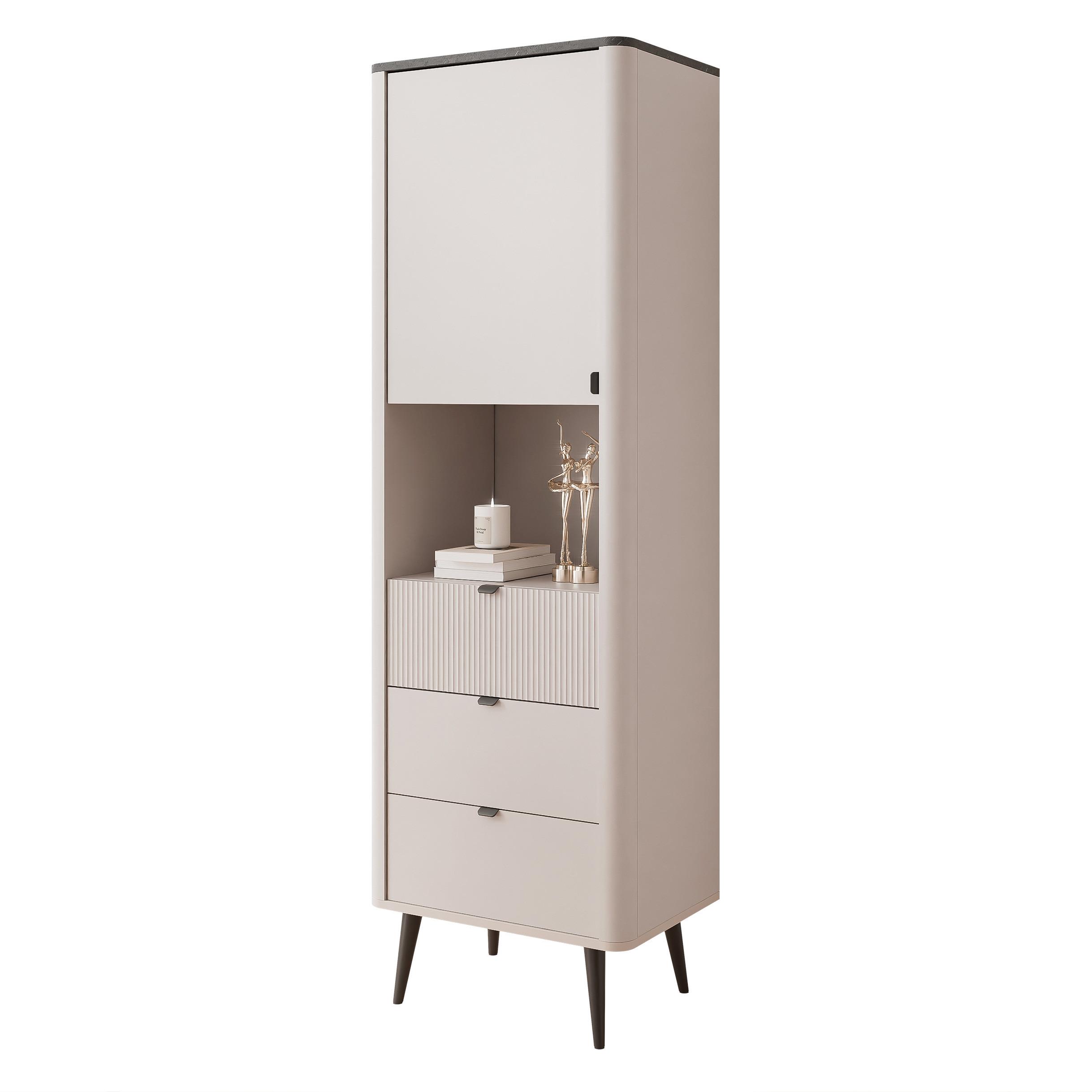 BÜCHERREGAL NAVANI 60/40/191 cm, Kaschmir / Grau - Goldfarben/Schwarz, Holzwerkstoff/Metall (60/191/40cm) - Idohome