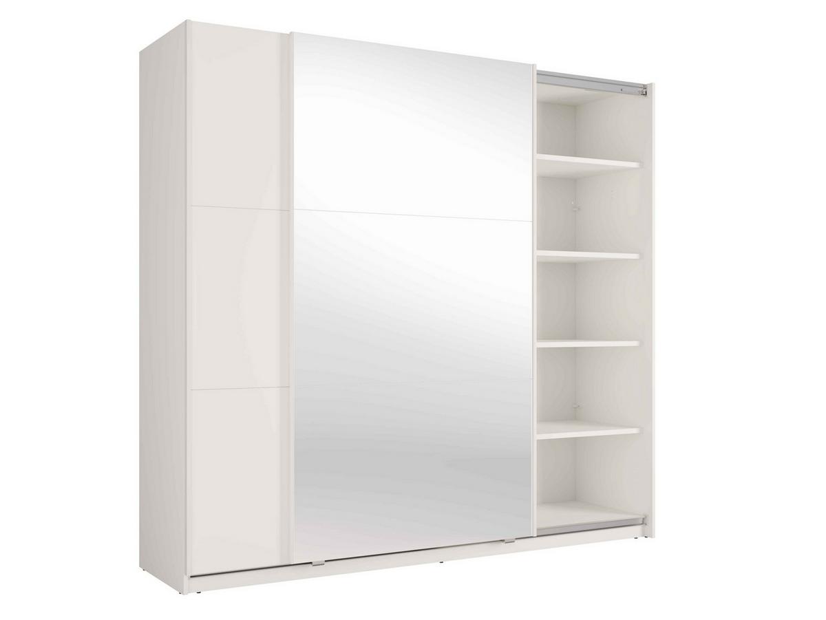 SCHWEBETÜRENSCHRANK RADEN 221/207/60cm 2-türig mit Spiegel Weiß - Weiß, Holzwerkstoff (221/207/60cm) - MASSENO