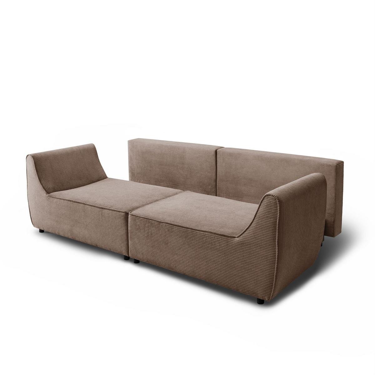 SOFA ASPEN Zweisitzer mit Schlaffunktion, Anafi 06 - Braun, Textil (267/94/95cm) - Lookway
