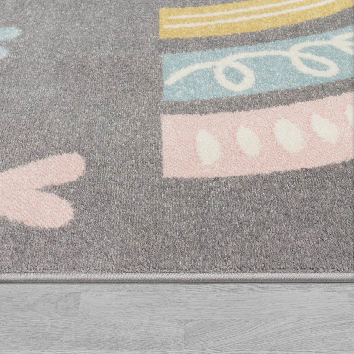 KINDERTEPPICH, mit Regenbogen-Motiv, Grau, Ø 120 cm - Grau, Textil (120/120cm) - KADIMA DESIGN