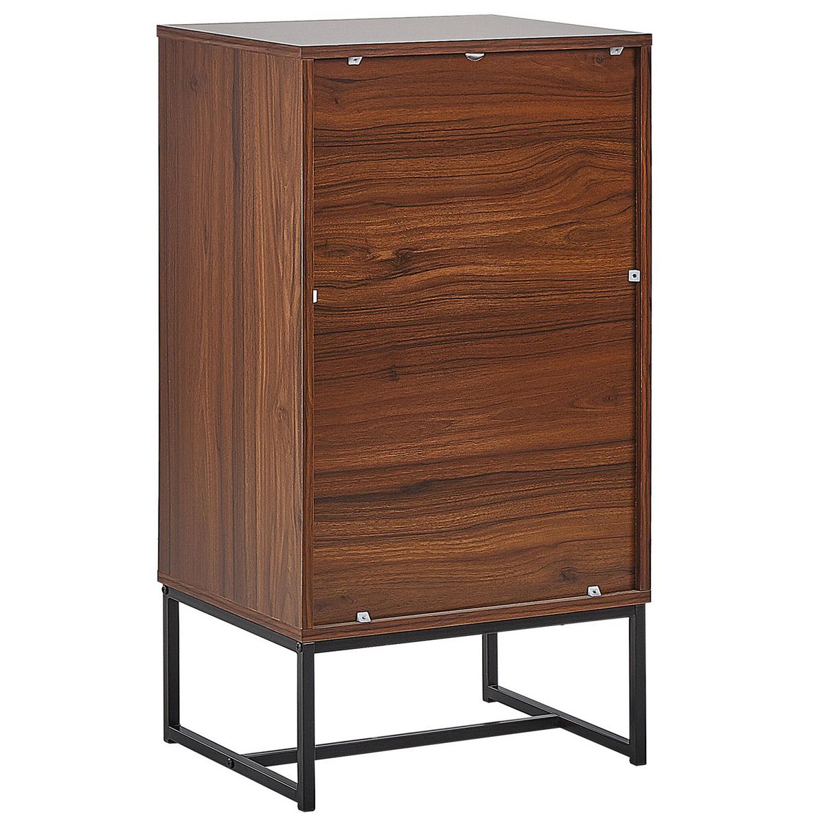 KOMMODE 3 Schubladen dunkler Holzfarbton/weiß Nueva - Dunkelbraun/Schwarz, Holzwerkstoff (49/91/38cm) - Beliani