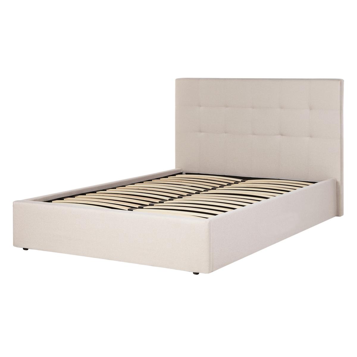BETT mit Stauraum 140/200 cm Stoff Beige Lorient - Beige, Textil (140/200cm) - Beliani
