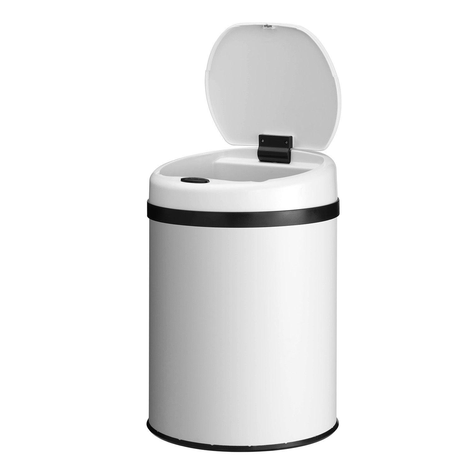 MÜLLEIMER rund 30L weiß mit Sensor - Weiß, Metall (31/52/31cm) - Juskys