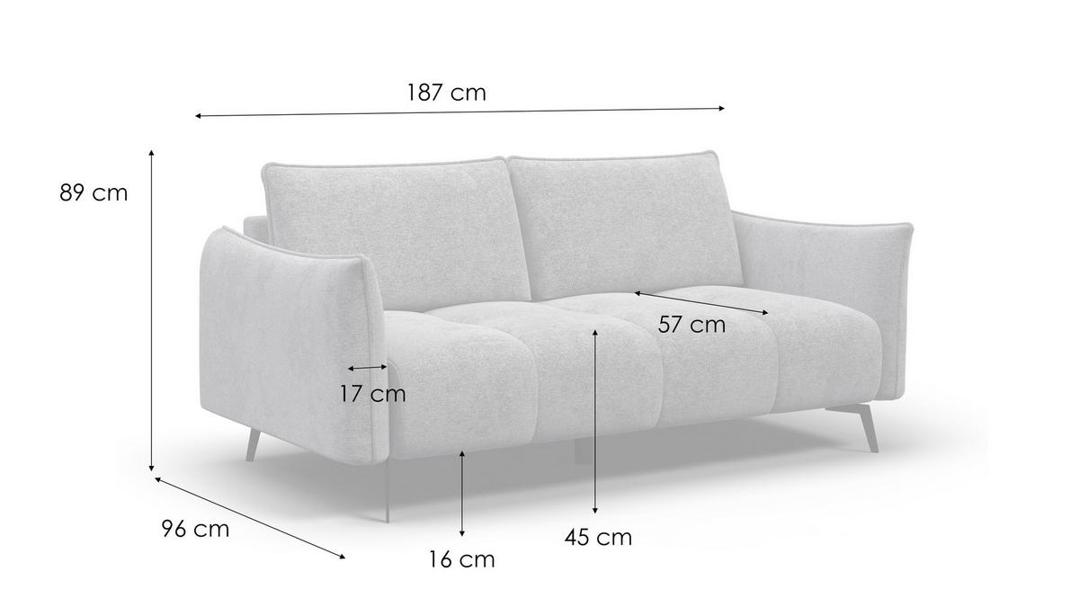 SOFA AERA 2,5-Sitzer, dunkelbeige - Beige/Schwarz, Holz/Textil (187/89/96cm) - Wozimo