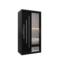 SCHWEBETÜRENSCHRANK 200/100/62 2-türig - Silberfarben/Schwarz, Holz/Kunststoff (100/200/62cm) - Abiks Möbel