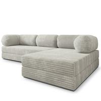 ECKSOFA ETERA modulares Boneless Sofa mit Schlaffunktion Hellgrau Kordstoff - Hellgrau, Textil (270/160cm) - MASSENO