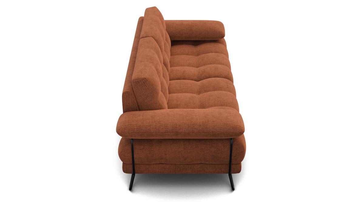 SOFA BUBBARA 2,5-Sitzer, rostrot - Schwarz/Orange, Holz/Textil (215/87/96cm) - Wozimo