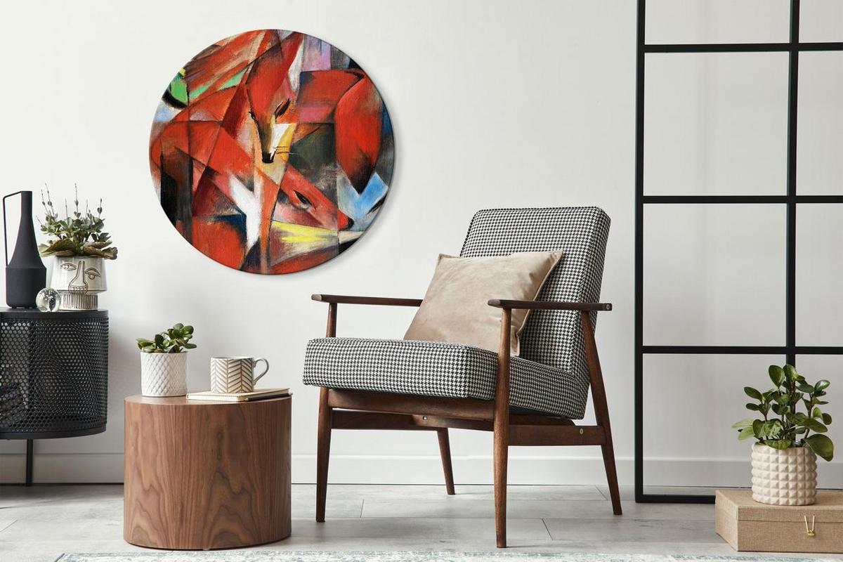 RUNDES BILD Schwarz 40/40 cm - Rot/Schwarz, Textil (40/40cm) - KUNSTLOFT