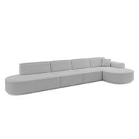 ECKSOFA Ottomane Rechts MARI-L3-v3 - 413x171x83 cm Hellgrau Bouclé - Hellgrau/Schwarz, Holzwerkstoff/Kunststoff (171/413cm) - ALTDECOR
