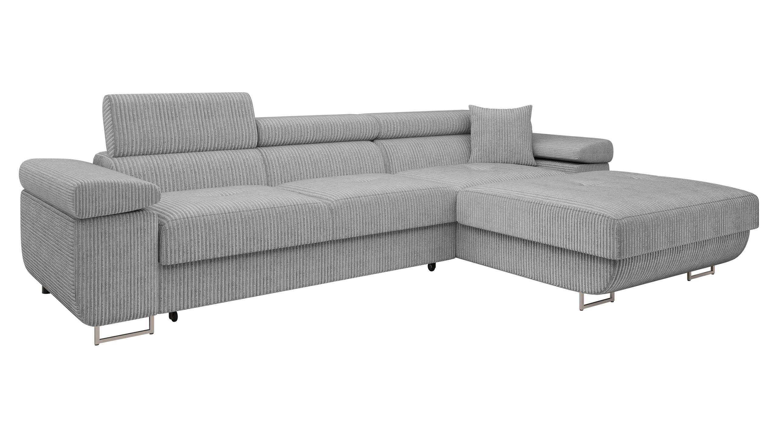 ECKSOFA Torezio Mini Cord, Seite: Rechts - Grau, Holz/Textil (170/280cm) - MIRJAN24