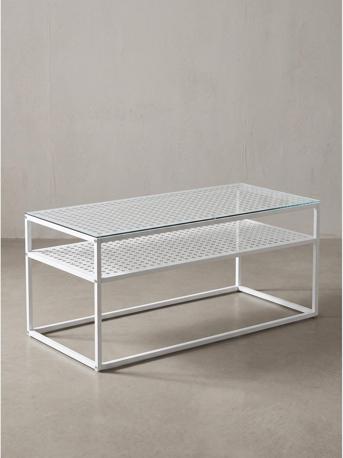 COUCHTISCH ALCUDIA, Einscheibensicherheitsglas, Weiß, 100 x 50 x 45 cm - Weiß, Glas/Metall (50/100/45cm) - KADIMA DESIGN