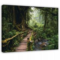 LEINWANDBILD Wald Bäume Grün 120x80 cm - Multicolor, Holzwerkstoff (120/80cm) - Wallarena
