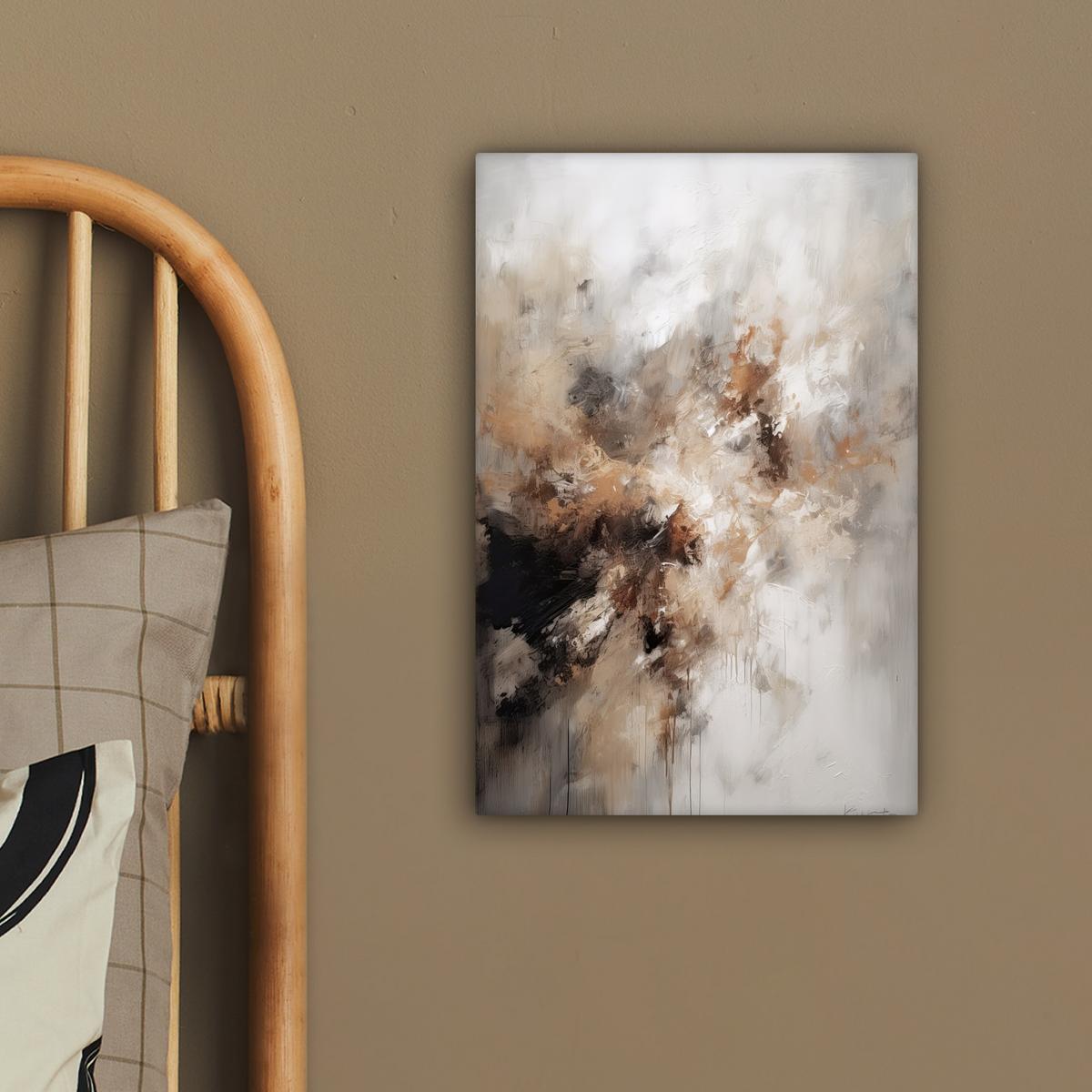 LEINWANDBILD Farbe - Abstrakt - Beige - Kunst Deko Wohnzimmer 20x30 cm - Greige, Textil (20/30cm) - MuchoWow