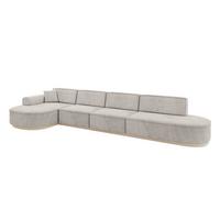 ECKSOFA Ottomane Links MARI-L3-v1 - 413x171x83 cm Hellbraun Velours - Hellbraun, Holzwerkstoff/Textil (413/171cm) - ALTDECOR