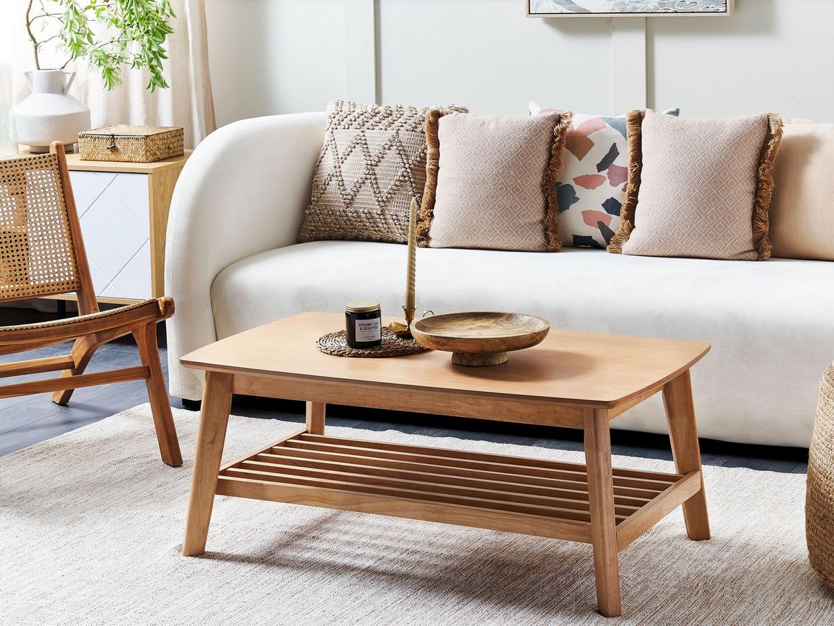 COUCHTISCH heller Holzfarbton rechteckig 55/100 cm Tulare - Hellbraun, Holz (100/55/42cm) - Beliani